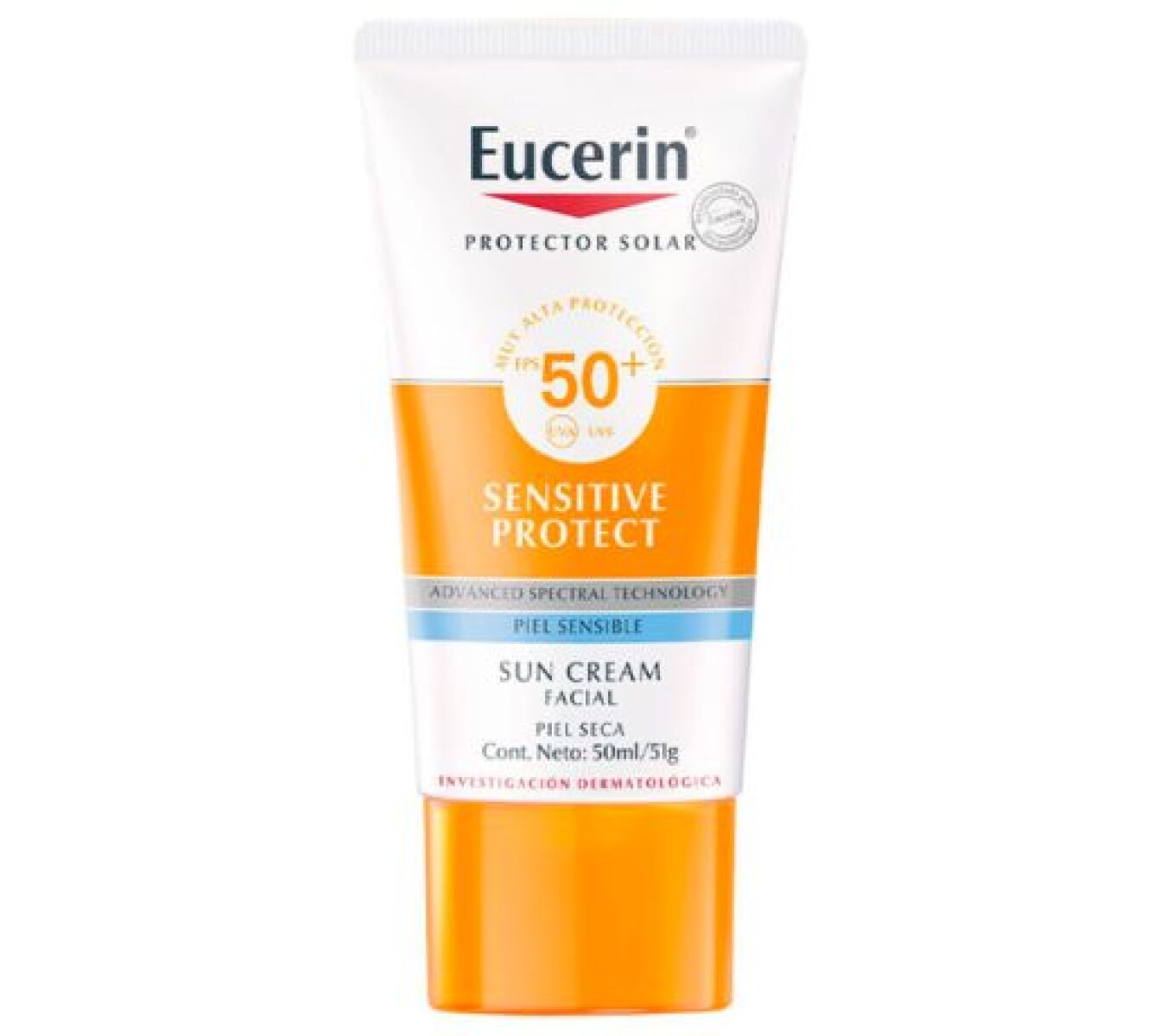 Protector Solar Eucerin Sun Facial Piel Seca y Sensible SPF50 50ml – Cuidado Facial