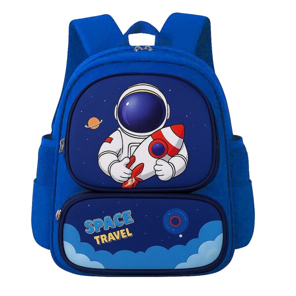 Mochila Escolar Infantil Celeste De Astronauta 3D Niño Azul
