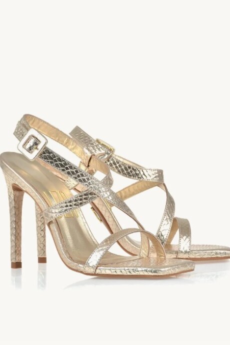 Sandalia taco alto Snake ligh gold Dorado