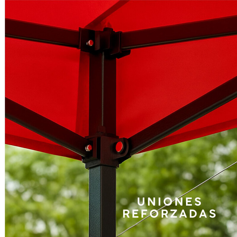 Gazebo 3x3 Impermeable con Estructura de Hierro y Techo PP/UV Rojo
