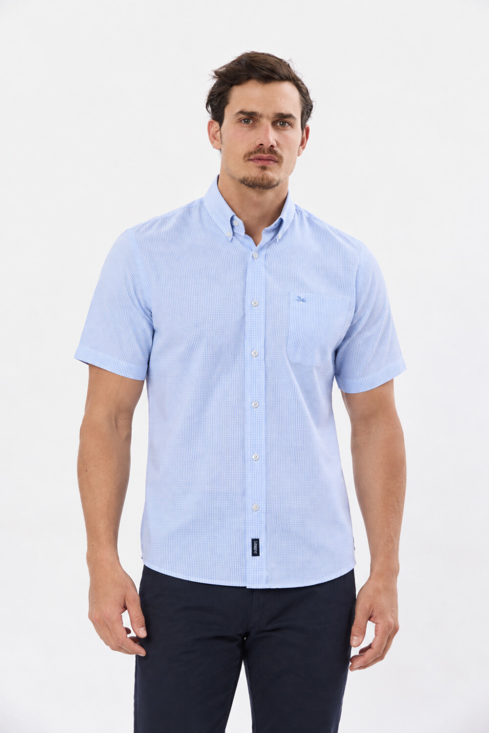 CAMISA CUADROS Celeste