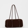 Cartera al hombro Horizon en cuero gamuza Chocolate