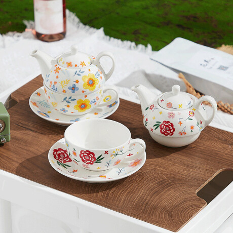 Juego De Té Floral Amarillo