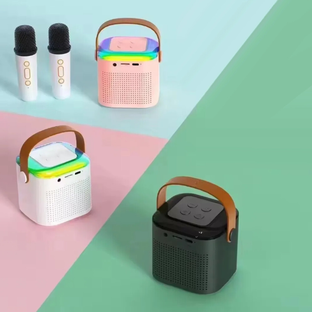 Mini Parlante Inalambrico Con 2 Microfonos Rosa
