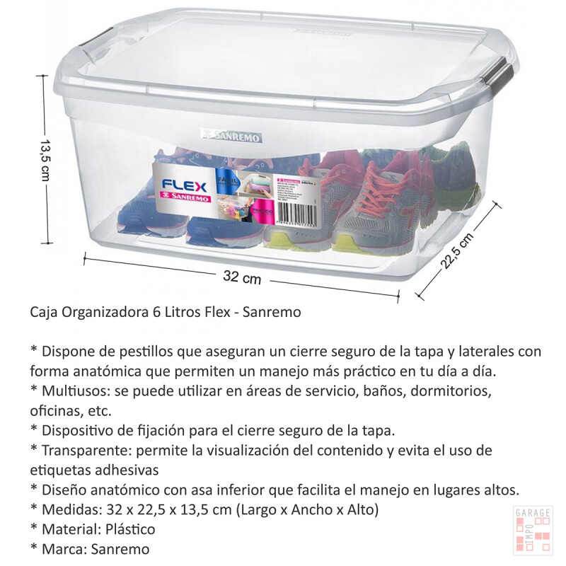 Caja organizadora 6 lts TRANSPARENTE