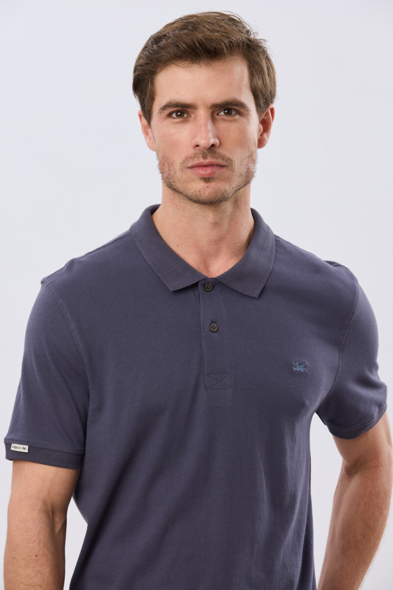 REMERA POLO LISA JERSEY - Azul 