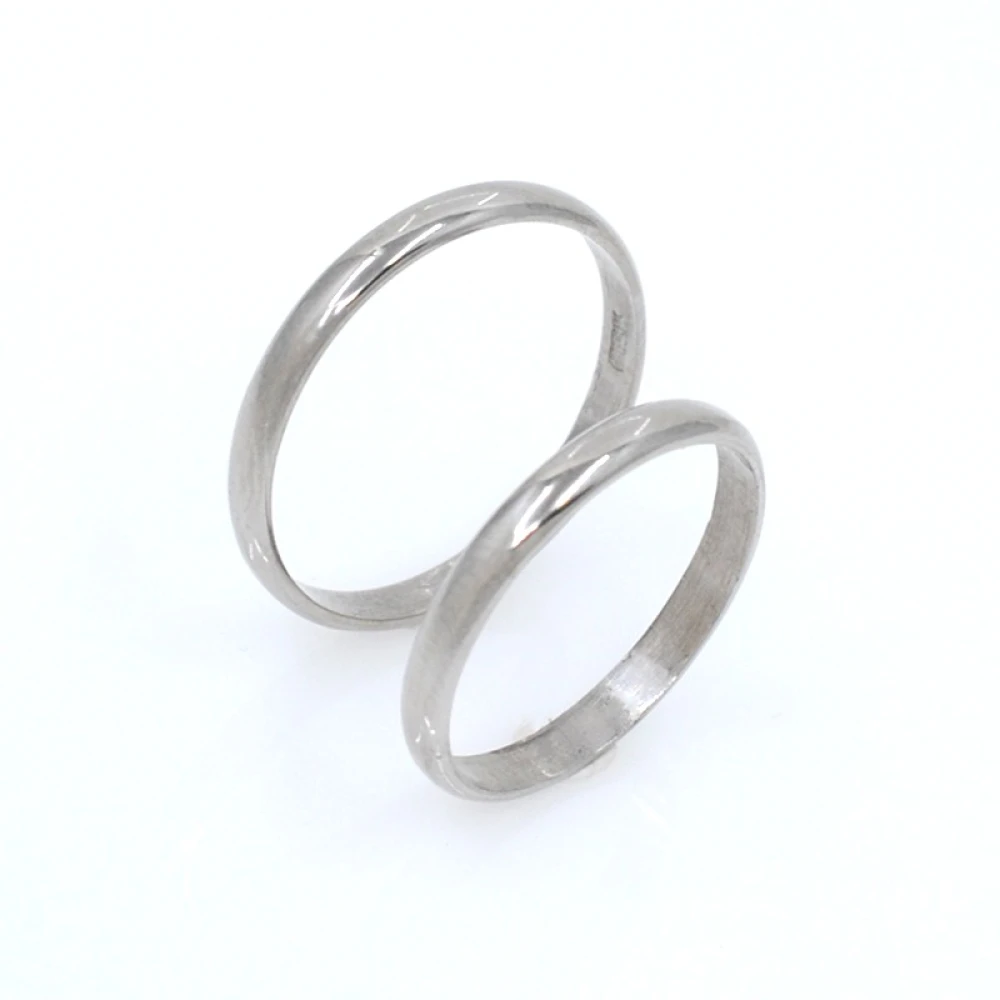 Par de alianzas bombé clásico oro 18k blanco 2,5 mm Par de alianzas bombé clásico oro 18k blanco 2,5 mm
