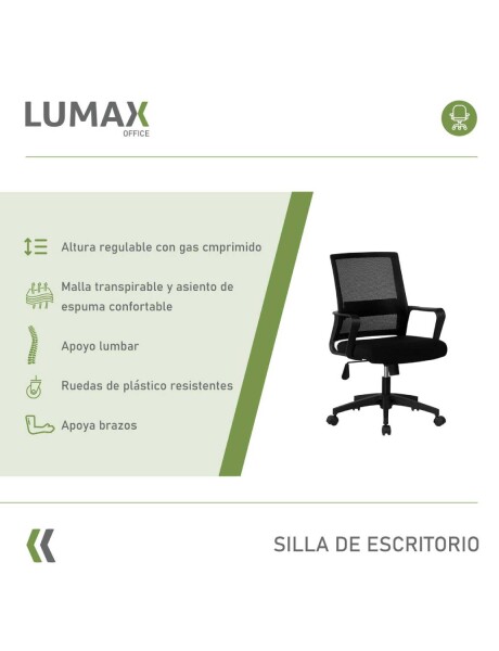 Silla de Escritorio Oficina Lumax Ryan Negro/Blanco