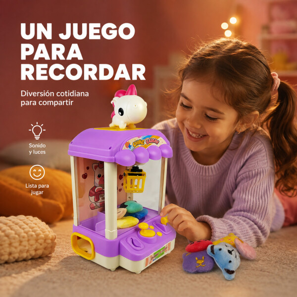 Máquina Infantil Grúa Agarra Juguetes Peluches Con Sonido Variante Color Violeta