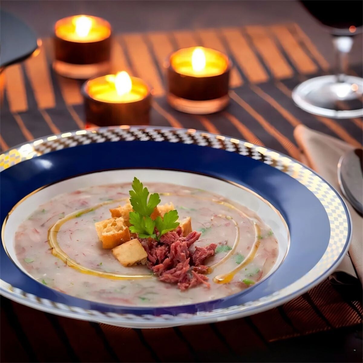 Plato Hondo en Porcelana Oxford 6 Piezas Op Art 