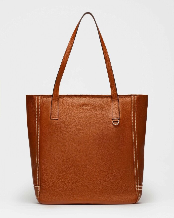 Shopper Vera en cuero graneado Cuoio