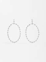 Pendientes Largos Ovalados Con Circonitas plateado