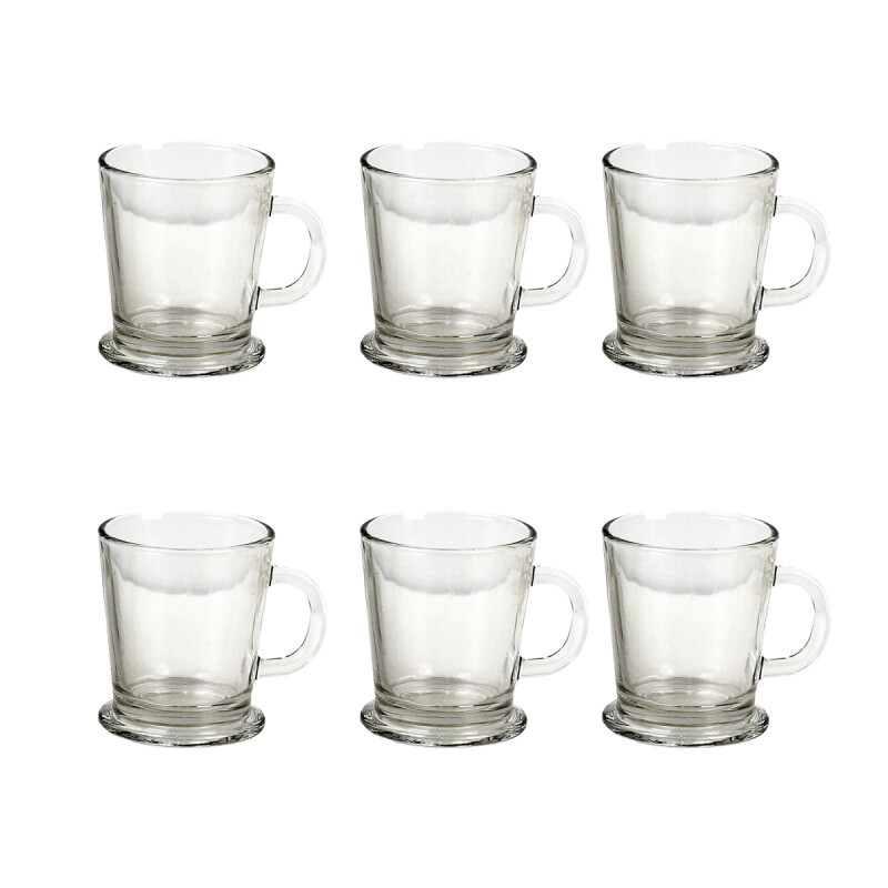 Set x 6 tazas con asa TRANSPARENTE