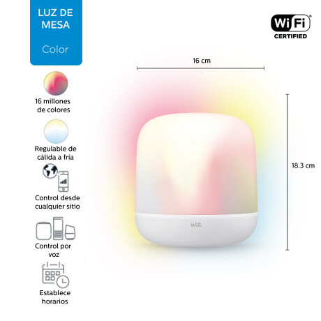 Philips Wiz - Lámpara Led Inteligente Portátil Hero 929002626712 - 9W. Blanco y Color. 2200K-6500K. 001