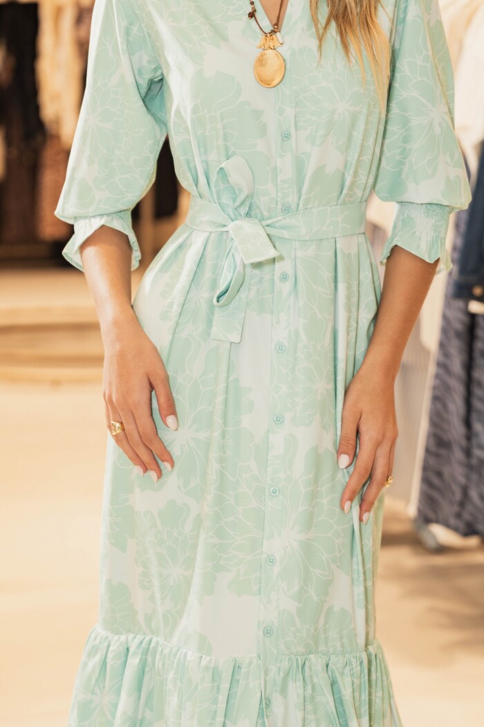 CAMISERO EMILY MAXI MINT GREEN DAHLIA CAMISERO EMILY MAXI MINT GREEN DAHLIA