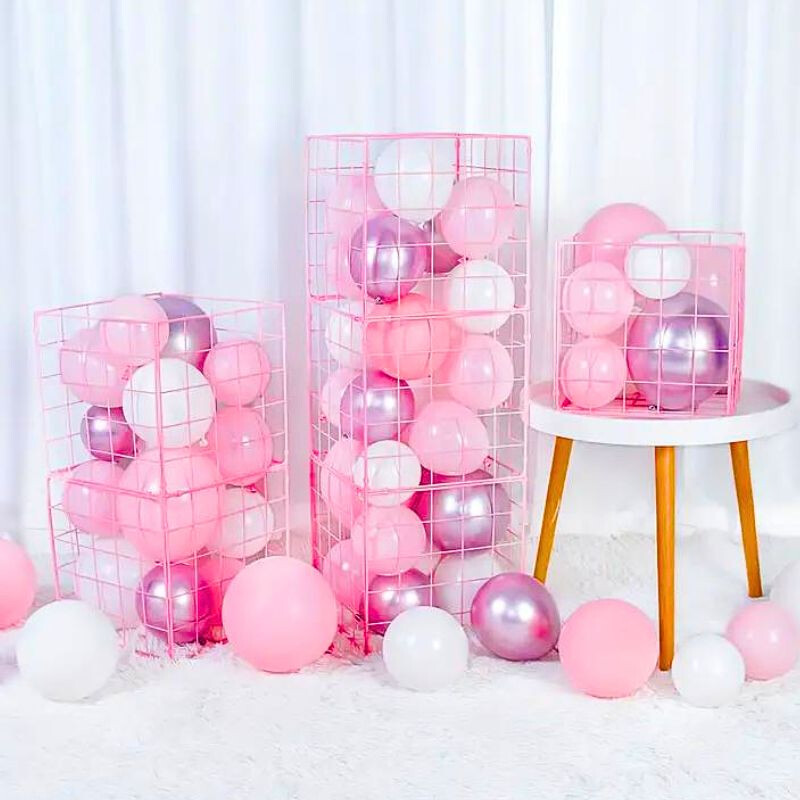 Cubo Rejilla Celeste para Globos X6 Rosado