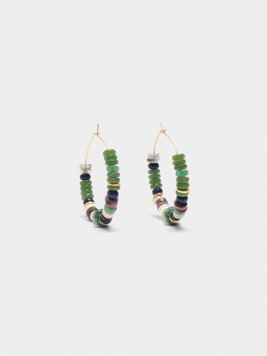 Aros Con Cuentas De Piedra Y Resina multicolor