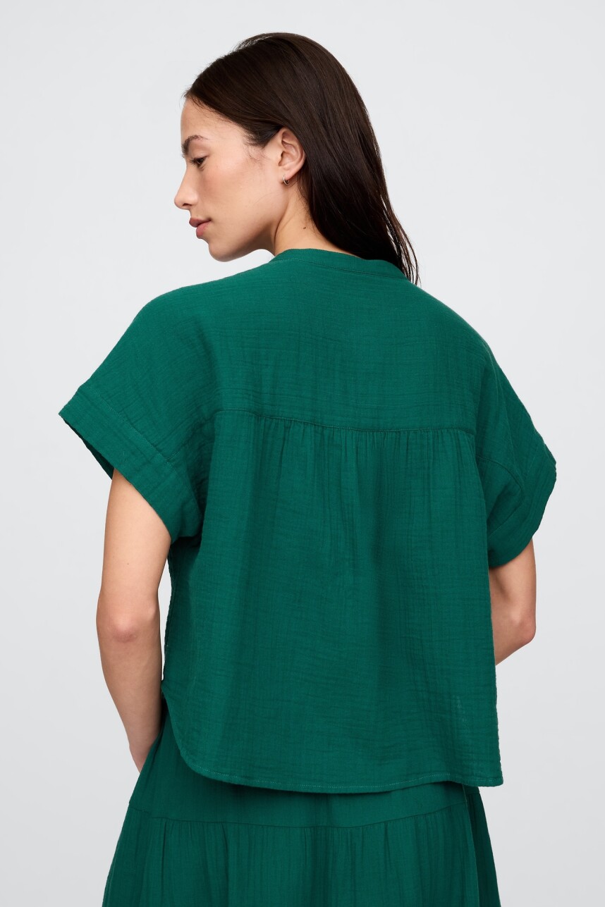 Camisa Muselina Manga Corta Mujer Rain Forest 19-5232 Tc