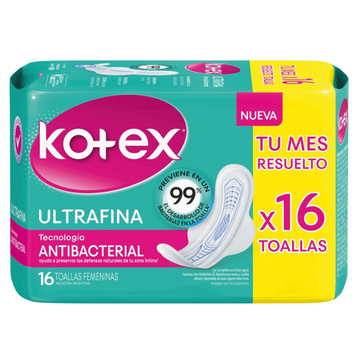 Kotex Toal Fem U Fina C/Ax16Un 