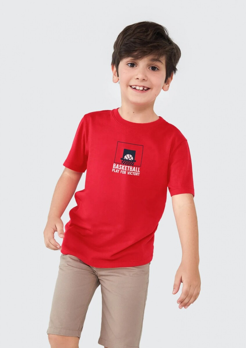 CAMISETA INFANTIL CON ESTAMPA - ROJO 