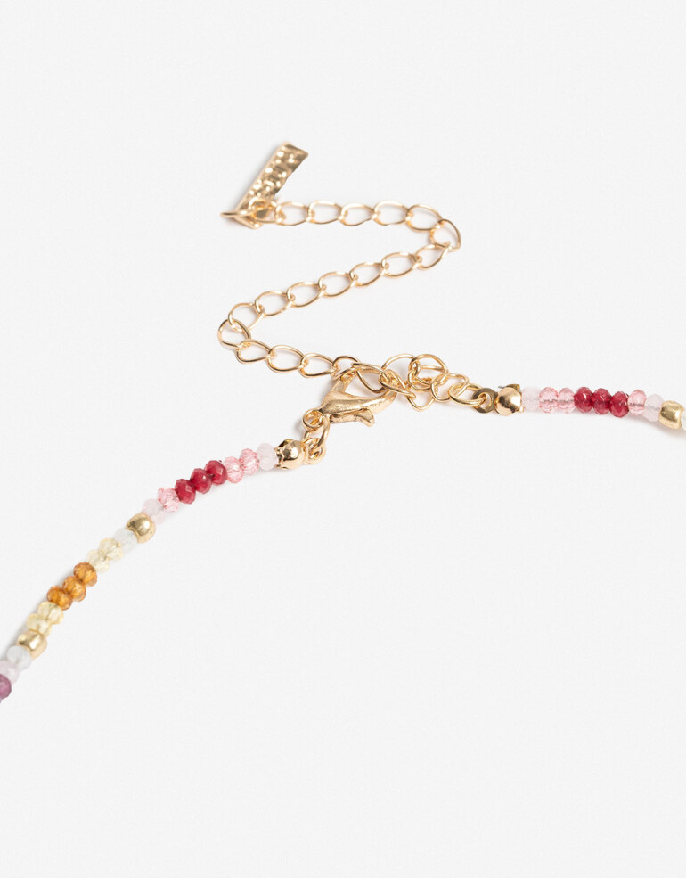 Collares Cortos Canutillos Collar Corto Beads Y Perla Sintética - Dorado