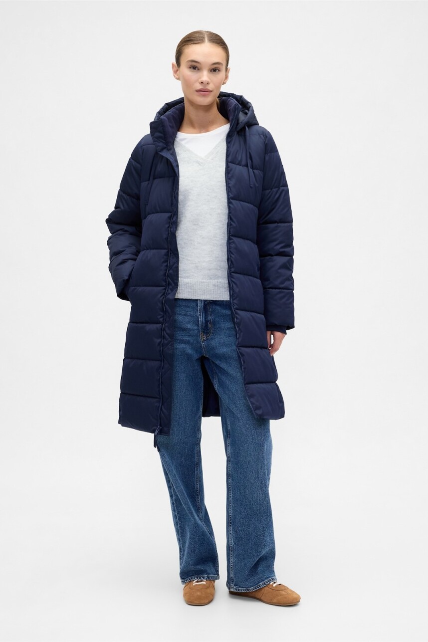 Campera Larga Puffer Mujer Navy Uniform