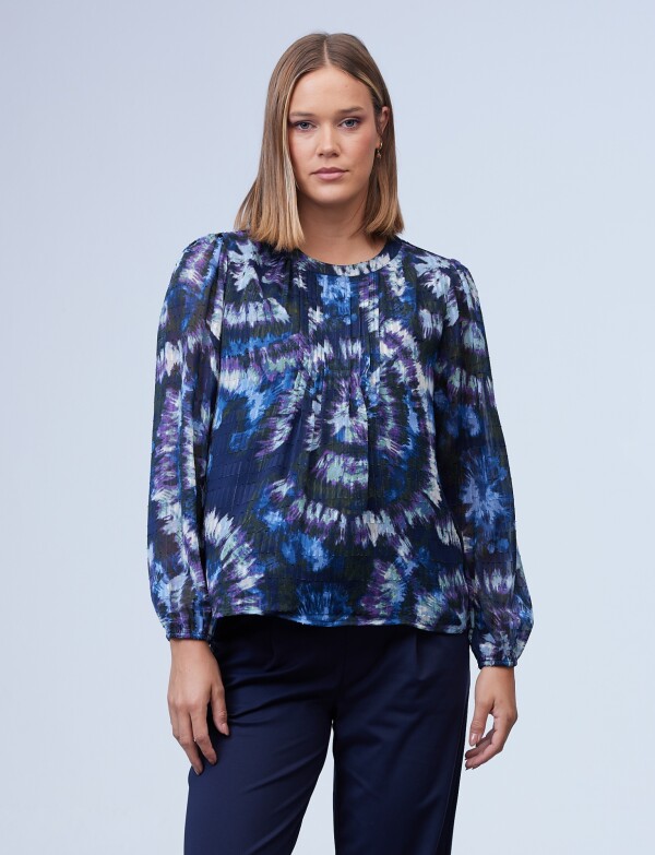 Blusa Gasa Shibori MULTI/AZUL