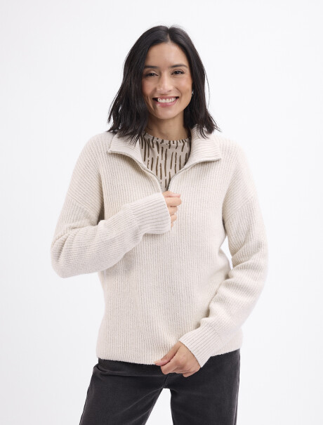 Buzo medio cierre Aurora beige