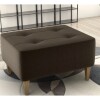 Puff de Tela con Patas de Madera 52x62x35cm marrón