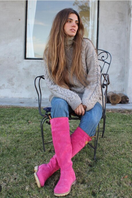 Botas Cuatro Estaciones Gamuza Lisas Fucsia