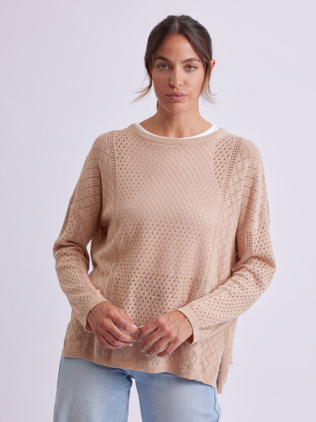 Buzo punto fantasía Beige