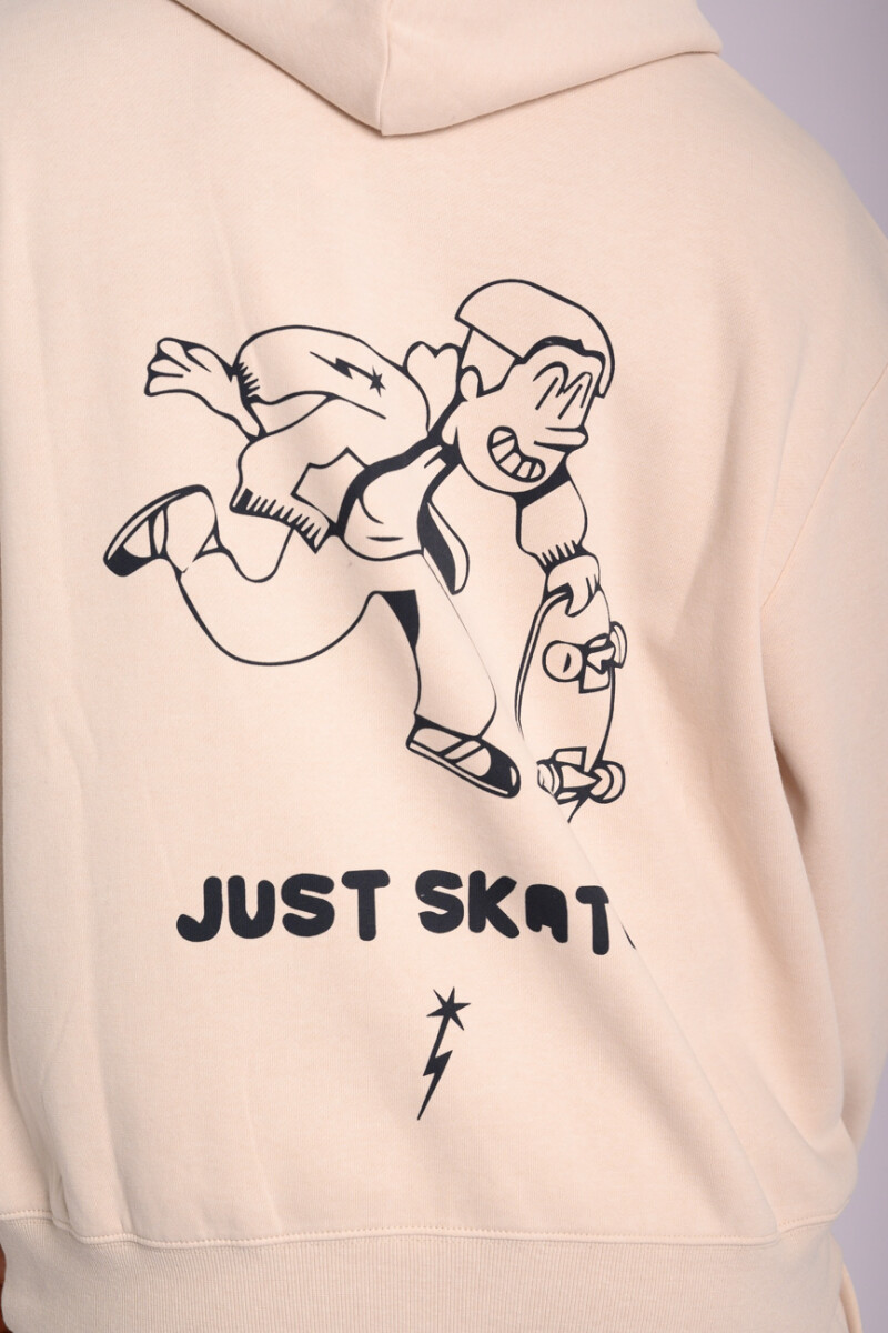 Canguro felpa oversize estampado Beige