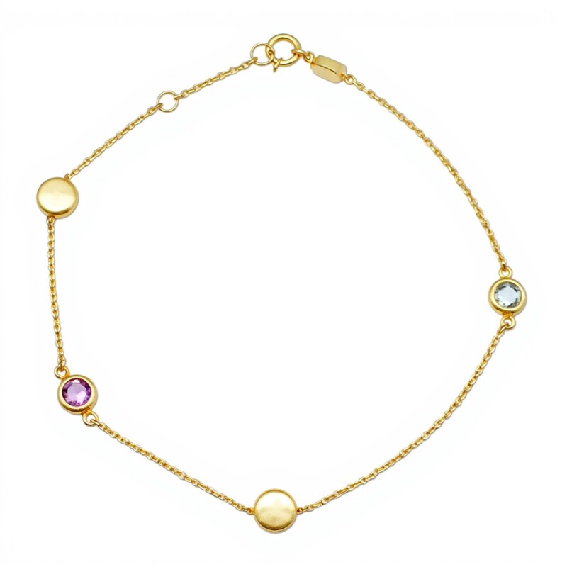 Pulsera Solitario -Oro bajo-Zirconia y Amatista-PU8074 conpiedra