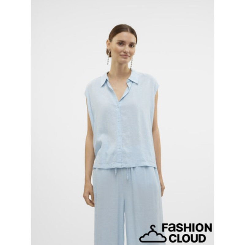 VMLINN SS SHIRT WVN Airy Blue-Aop Beate Stripe