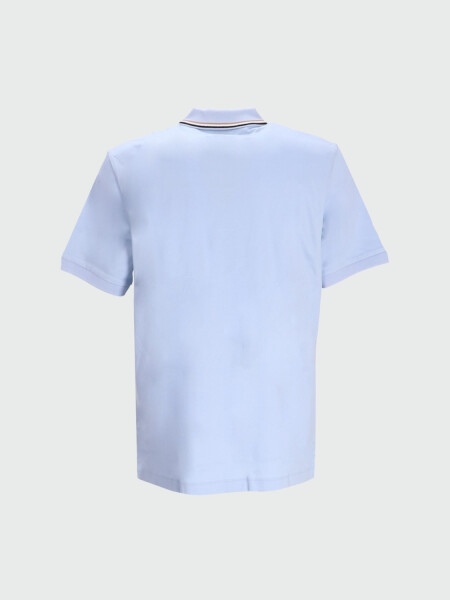 BOSS Black - Polo Slim Fit Algodón Cuello Rayas Celeste