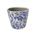 MACETA CERAMICA 14X14X13CM FLORES HOJAS AZUL MACETA CERAMICA 14X14X13CM FLORES HOJAS AZUL
