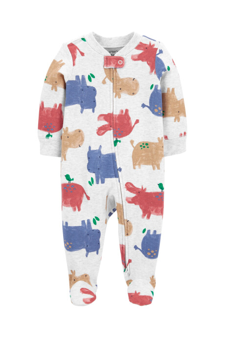 Pijama de algodón con pie y doble cierre Sin color