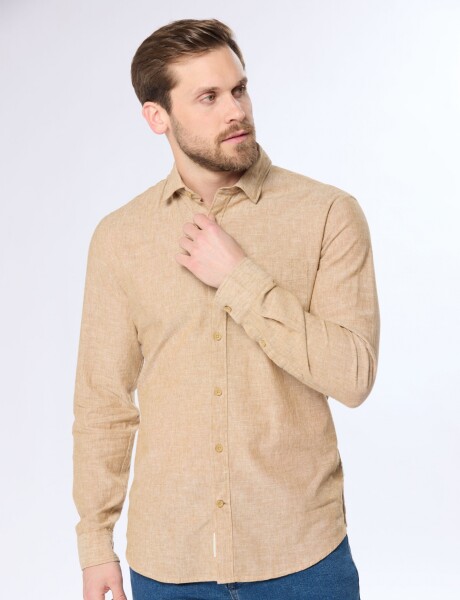 CAMISA DE LINO Camel