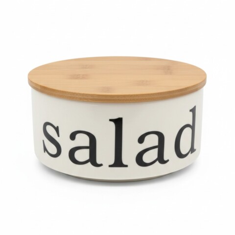 FRASCO BLANCO SALAD C/TAPA BAMBU 15.5X7CM Unica