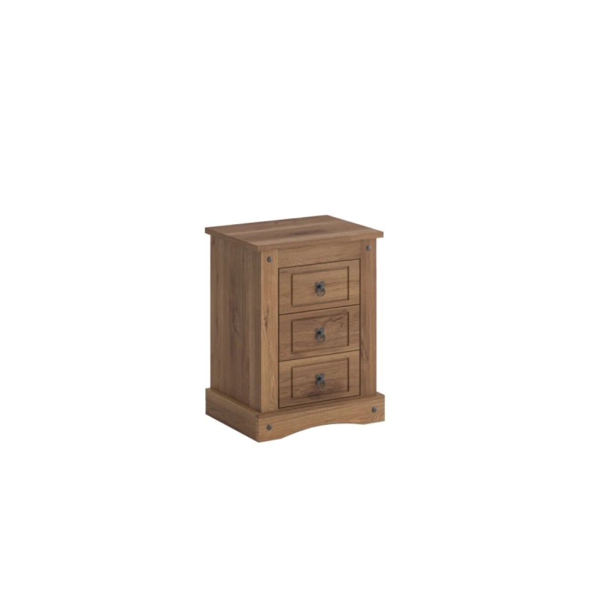 Mesa De Luz 3 Cajones Nogal Linea Rustica 