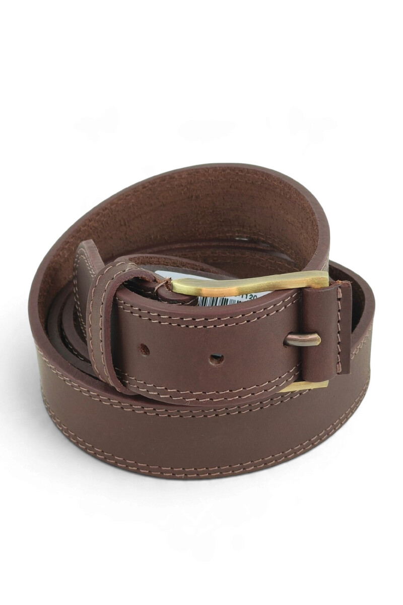 Cinturón de cuero vacuno jeanero de 3.5cm Chocolate