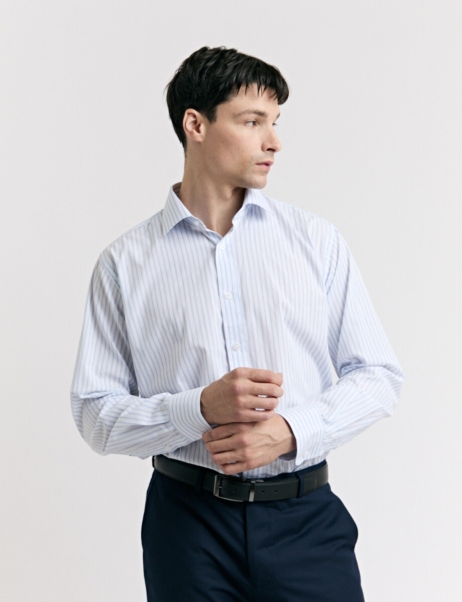 012678 CAMISA HARRINGTON LABEL Blanco/celeste