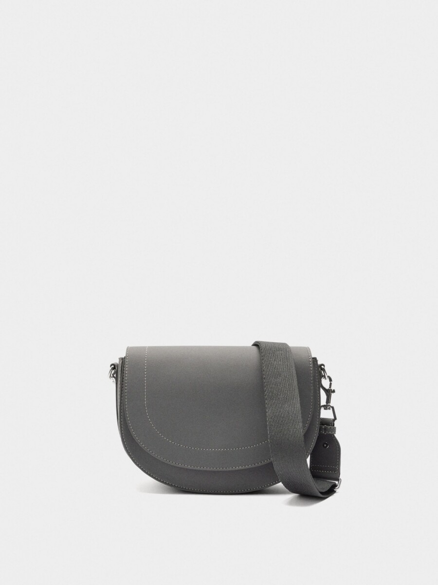 Bolso Bandolera Ovalado Con Solapa gris
