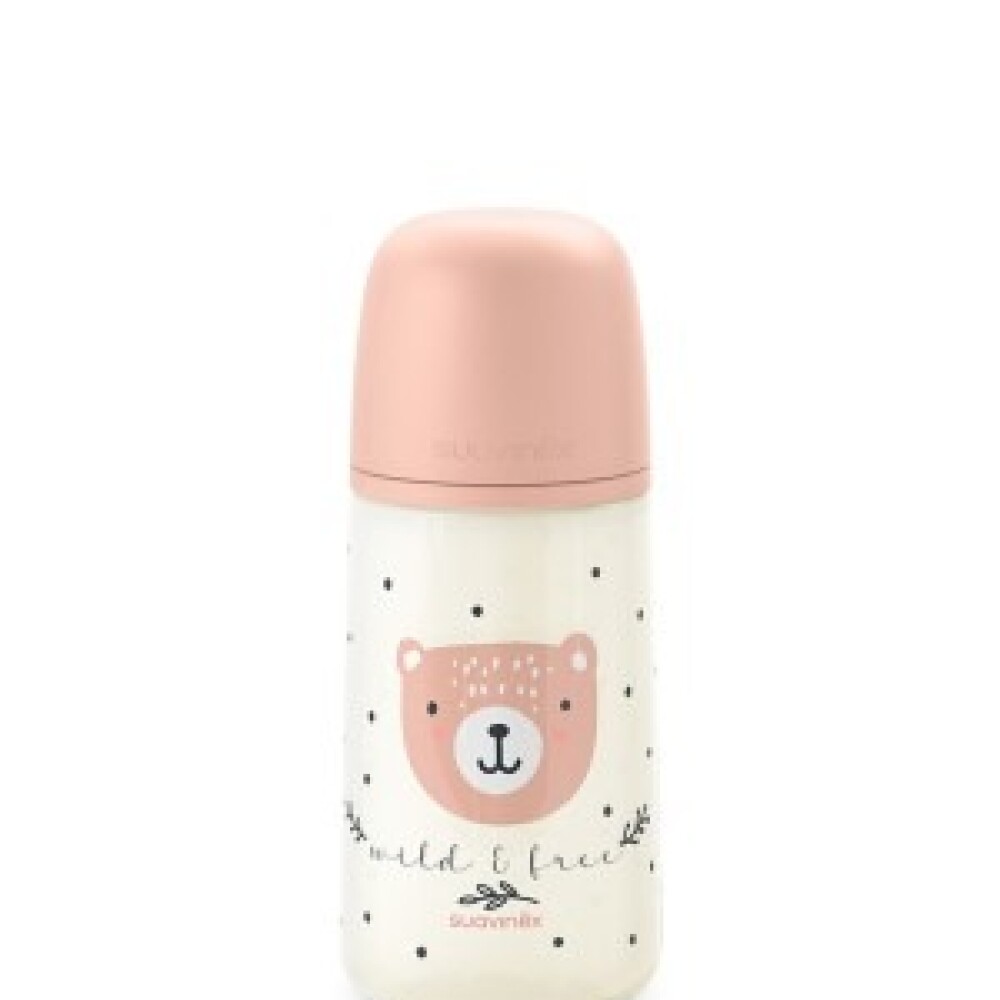 Biberón 270ml tetina fisiológica SX PRO - Wild&Free oso rosado