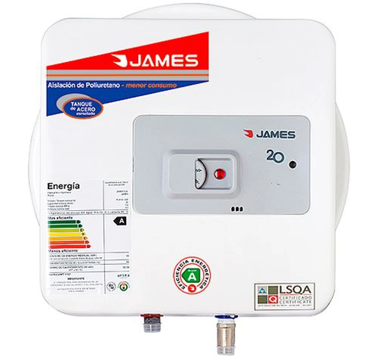 TERMOTANQUE JAMES 20 L ACERO Prisma - Sin color 
