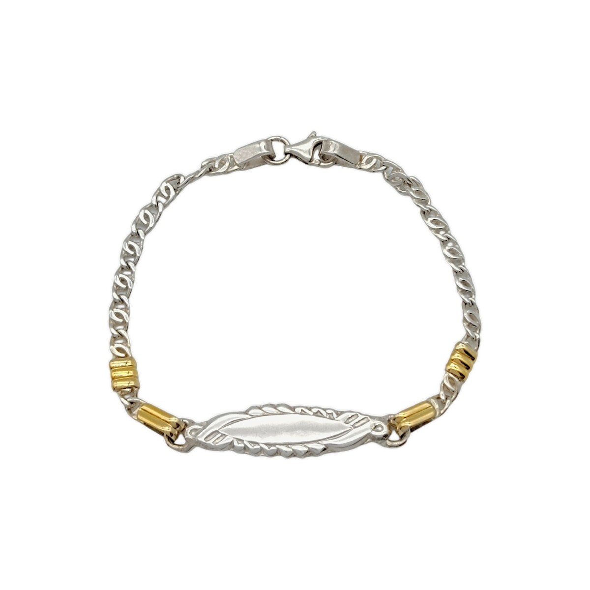 Pulsera de identidad-Plata y Oro-Sin piedra-PU5046 - sinpiedra 