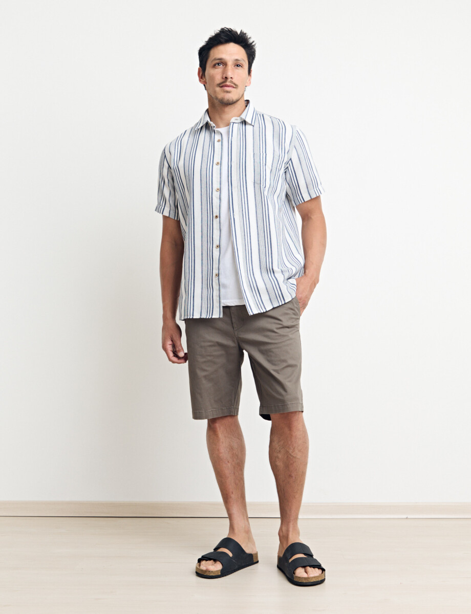 012631 CAMISA HARRINGTON LABEL Natural/azul