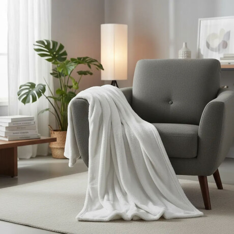 Manta Polar Velvet Fleece Frazada Pana Terciopelo 127x152cm Blanco