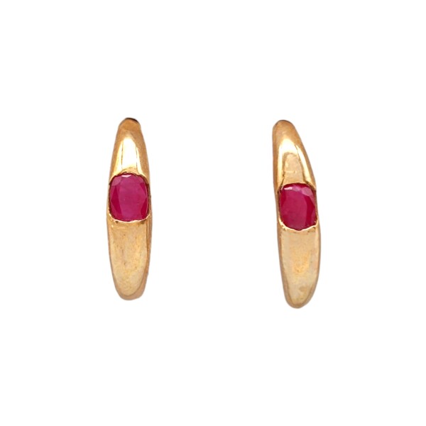 Caravanas Rubí Aro Oval de oro- Oro bajo -Rubí- CA8053 conpiedra