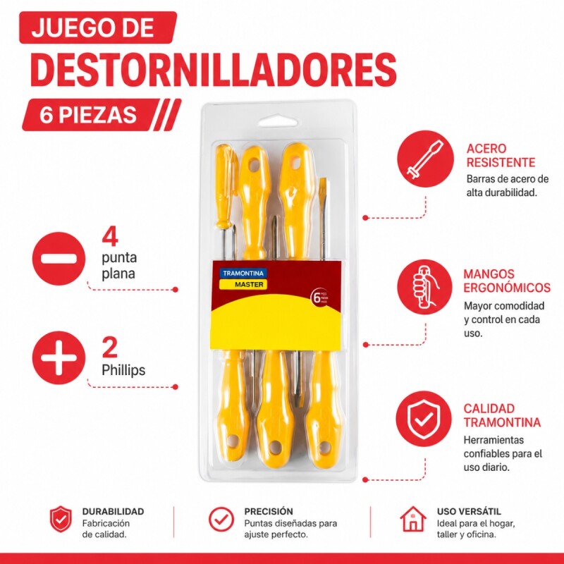 Juego de destornilladores Tramontina 6 piezas AMARILLO